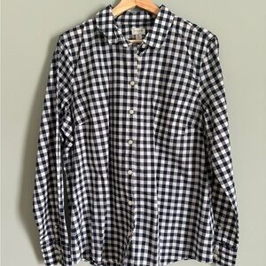 J. Crew Navy and White Gingham Button-Down Shirt